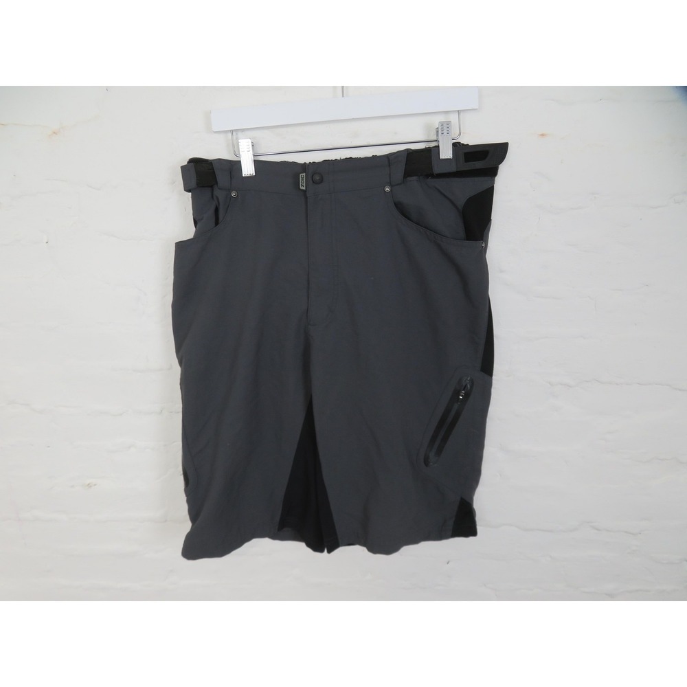 Zoic Ether Biker Shorts Men 2XL Gray 11" Inseam Cycling Adjustable Waist Pockets